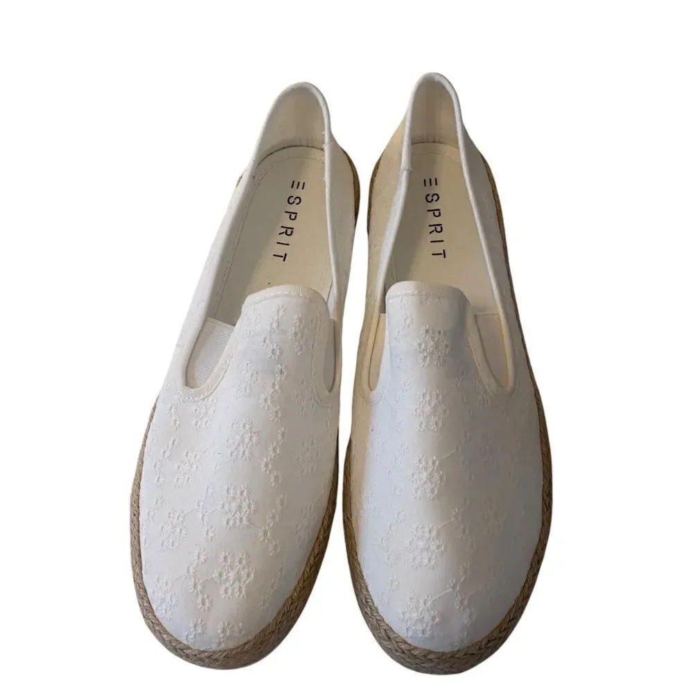 Esprit Nadine White Espadrille Slip-Ons in Ladies size 11M